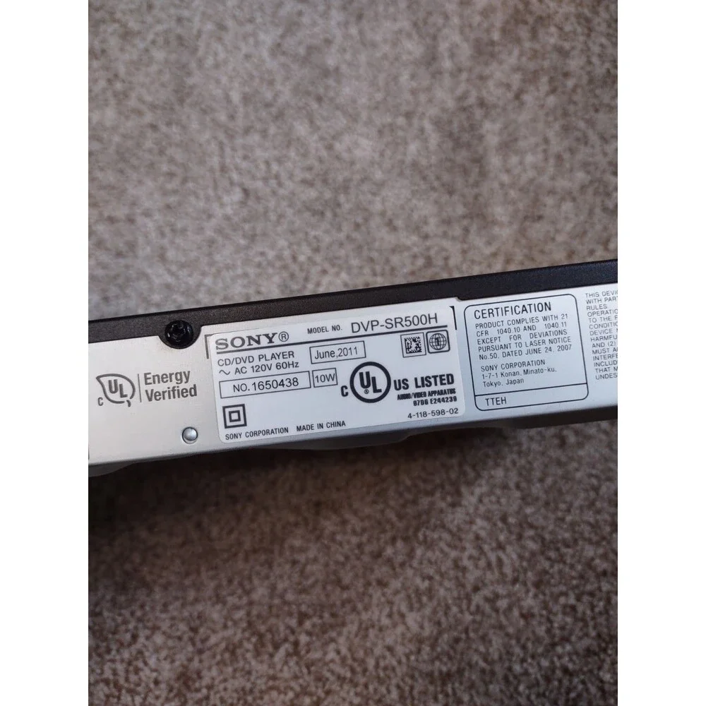 Sony DVP-SR500H DVD Player TESTED WORKING